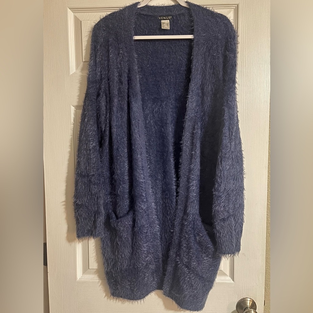 VENUS Navy Eyelash Cardigan